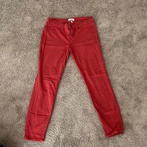 Red skinny jeans